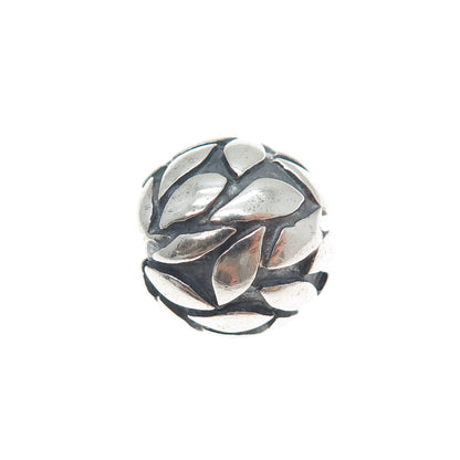 SILPADA 925 Sterling Silver Vintage Floral Petal Oxidized Large Bead Slide Charm