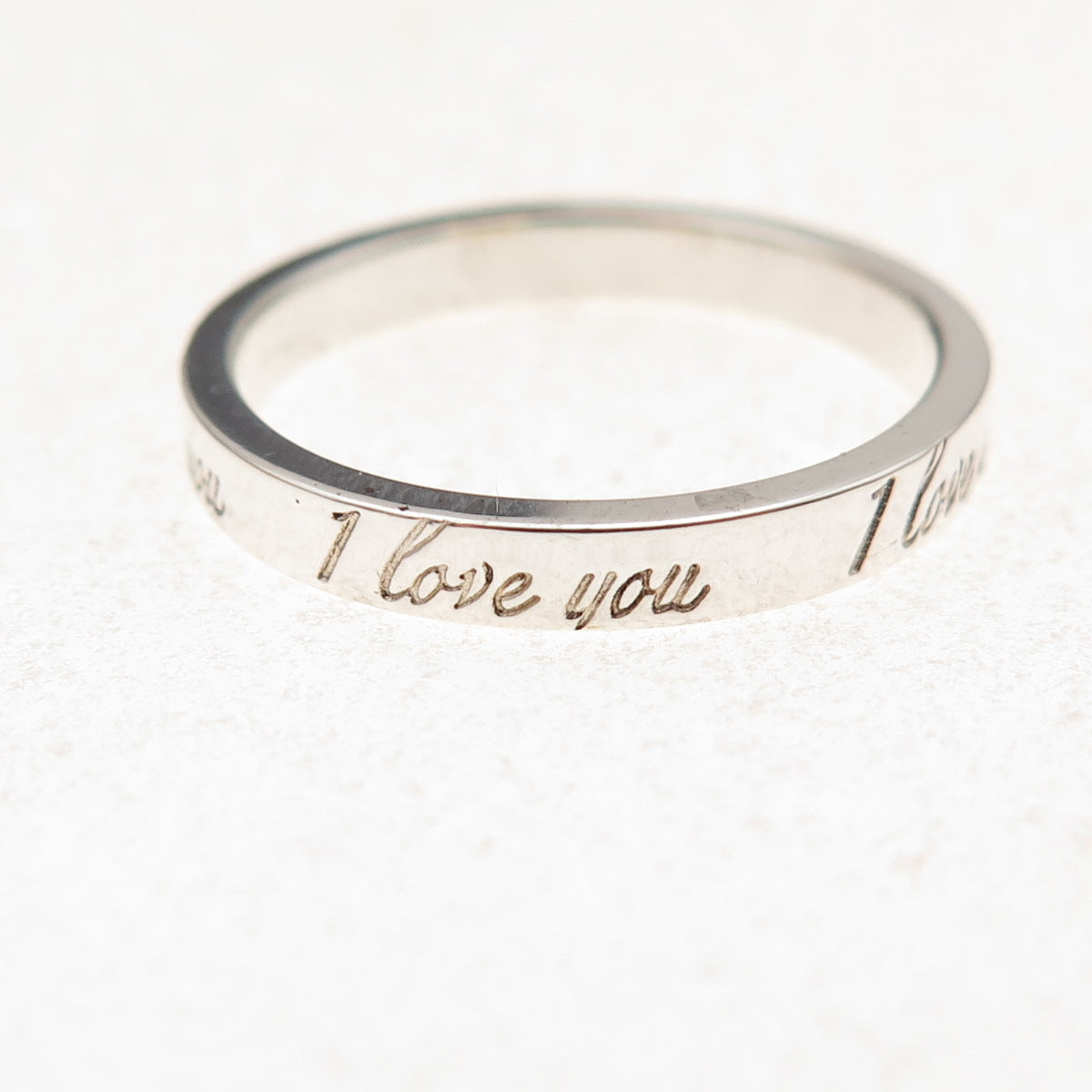 Tiffany & Co. 925 Sterling Silver Vintage I Love You Band Ring Size 8