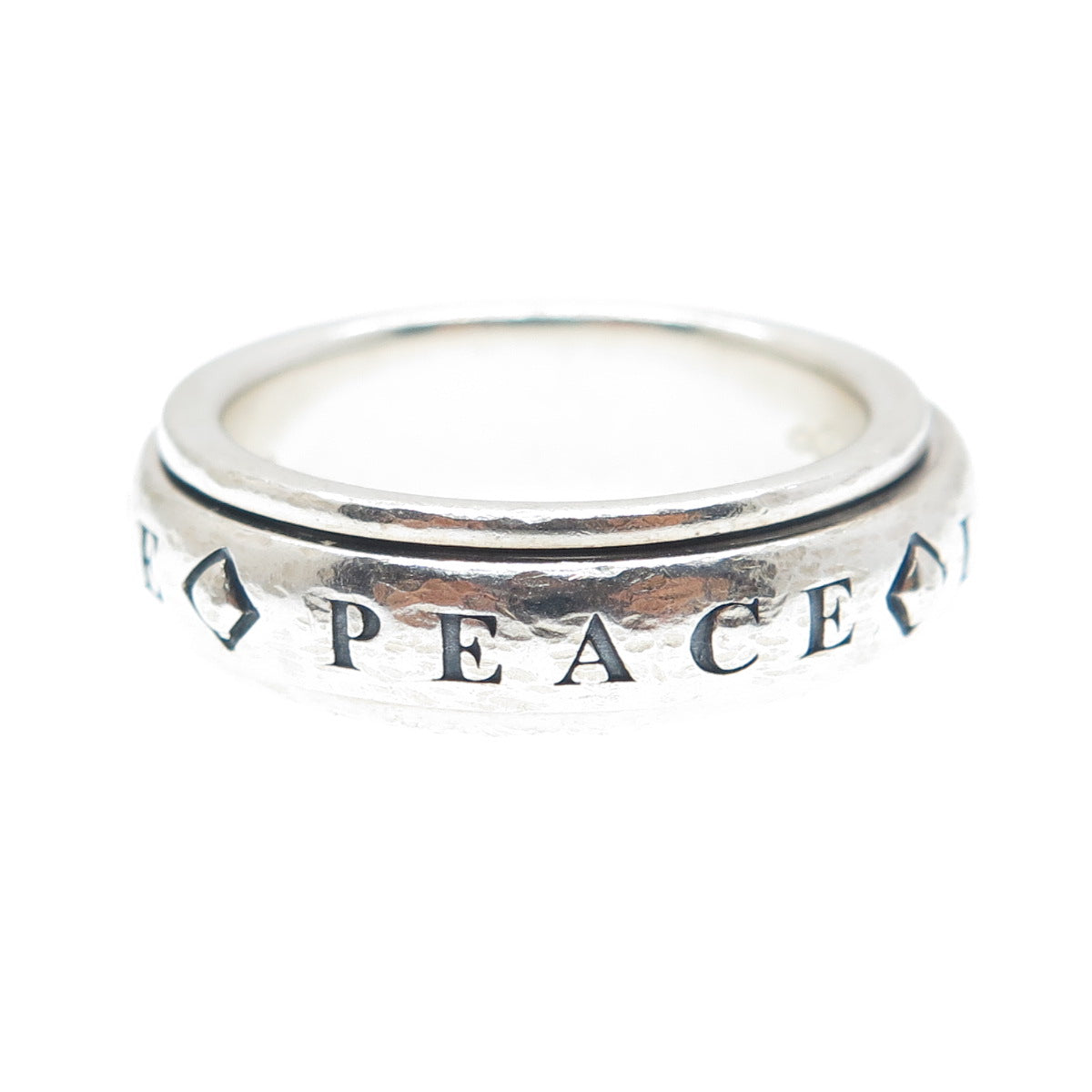 STEVEN LAVAGGI Sterling Vintage Love Faith Hope Peace Rotating Ring Size 7.25