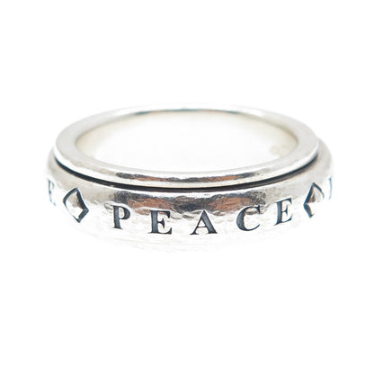 STEVEN LAVAGGI Sterling Vintage Love Faith Hope Peace Rotating Ring Size 7.25