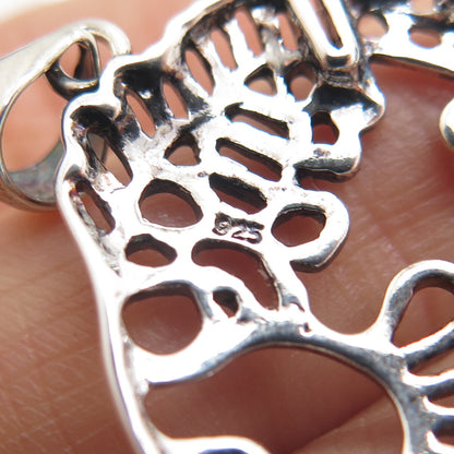 925 Sterling Silver Vintage Fish Charm Pendant