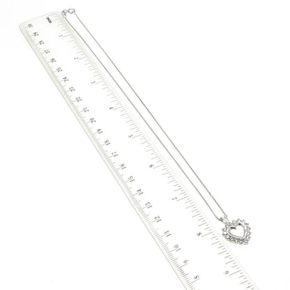 925 Sterling Silver Round-Cut C Z Heart Cable Chain Necklace 16"