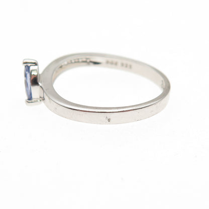 BGE Bradford 925 Sterling Silver Blue & White C Z Always Ring Size 7.25