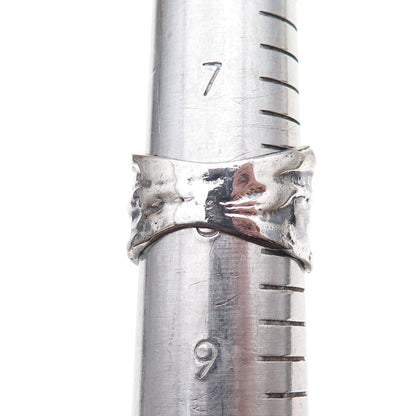 925 Sterling Silver Vintage Blue C Z Modernist Oxidized Ring Size 8.25
