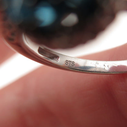 Chuck Clemency 925 Sterling Real Turquoise Apatite & White Topaz Ring Size 8