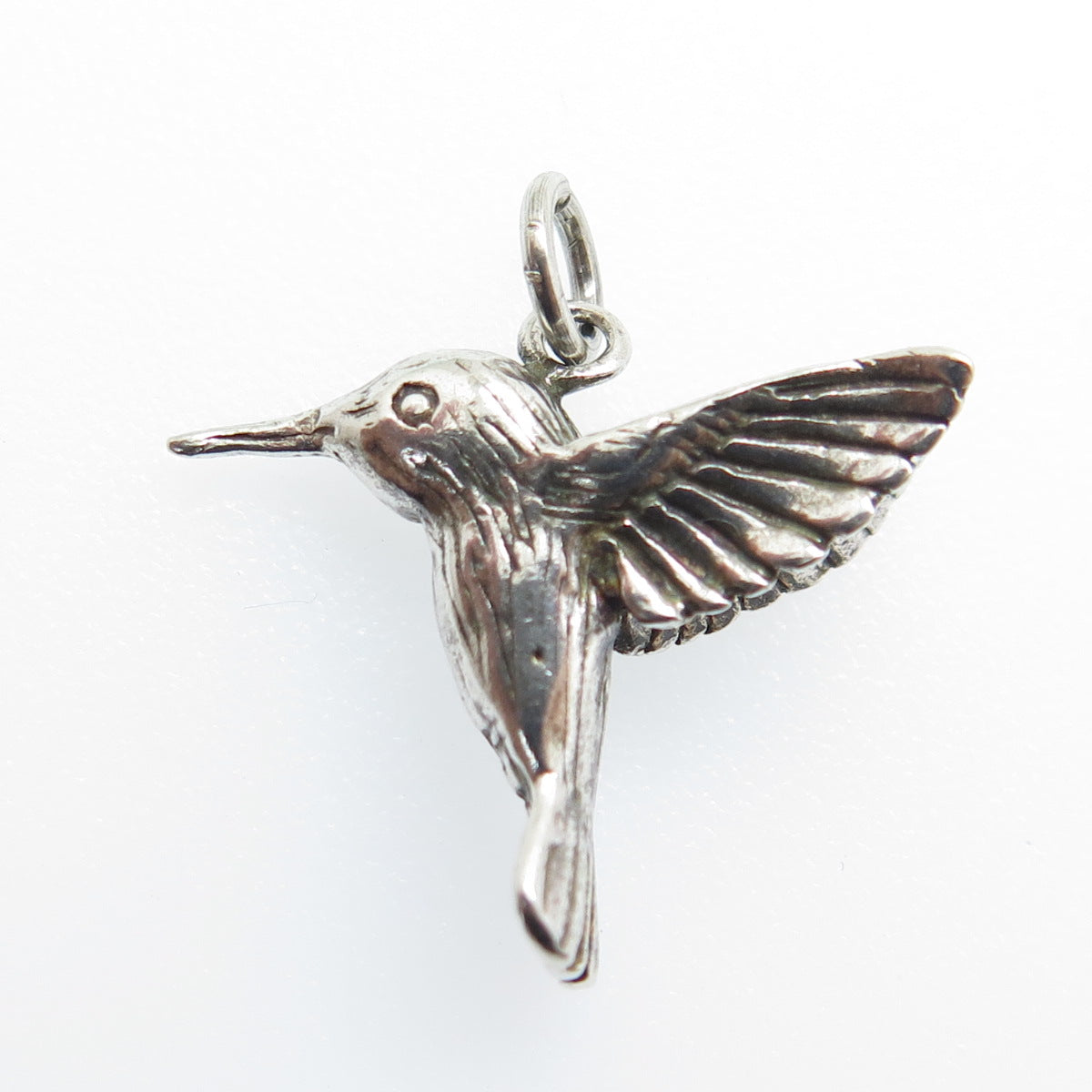 JEZLAINE 925 Sterling Silver Vintage Hummingbird 3D Charm Pendant