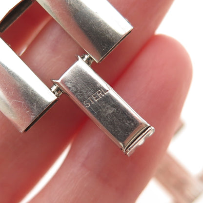 925 Sterling Silver Antique Art Deco Engraved Floral Panel Link Bracelet 6"