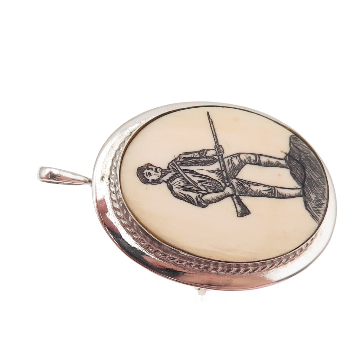 WRE W.E. Richards 925 Sterling Silver Vintage Minutemen Pin Brooch / Pendant