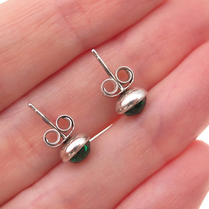 Pandora 925 Sterling Silver Green Crystal August Birthday Blooms Stud Earrings