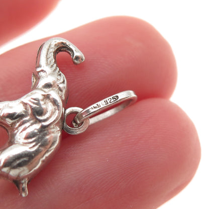 925 Sterling Silver Vintage Italy Elephant Oxidized Charm Pendant