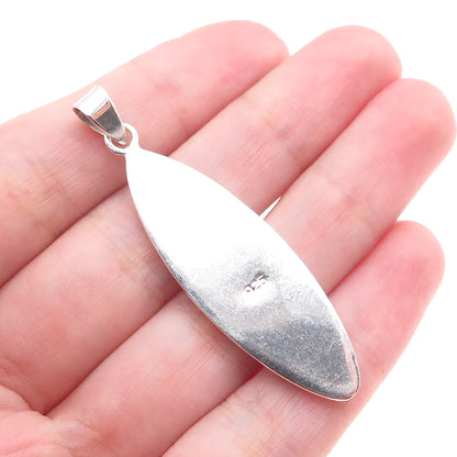 925 Sterling Silver Vintage Real Abalone Shell Modernist Charm Pendant