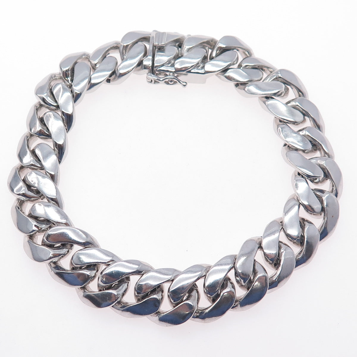 AMINOV 925 Sterling Silver Heavy 55.5g Hollow Cuban Link Bracelet 8.75"