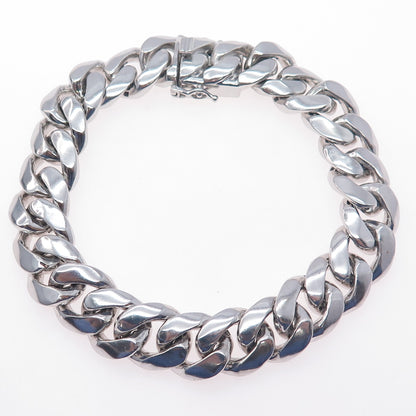 AMINOV 925 Sterling Silver Heavy 55.5g Hollow Cuban Link Bracelet 8.75"