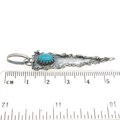 925 Sterling Silver Vintage Southwestern Real Turquoise Snake Eye Arrow Pendant