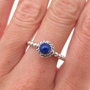 Pandora 925 Sterling Silver Real Lapis September Birthstone Ring Size 6.75