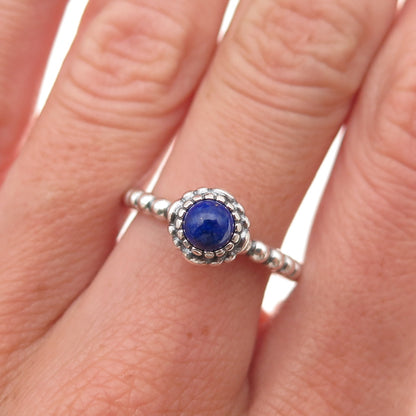 Pandora 925 Sterling Silver Real Lapis September Birthstone Ring Size 6.75