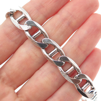 925 Sterling Silver Vintage Italy Anchor Mariner Link Bracelet 8.75"