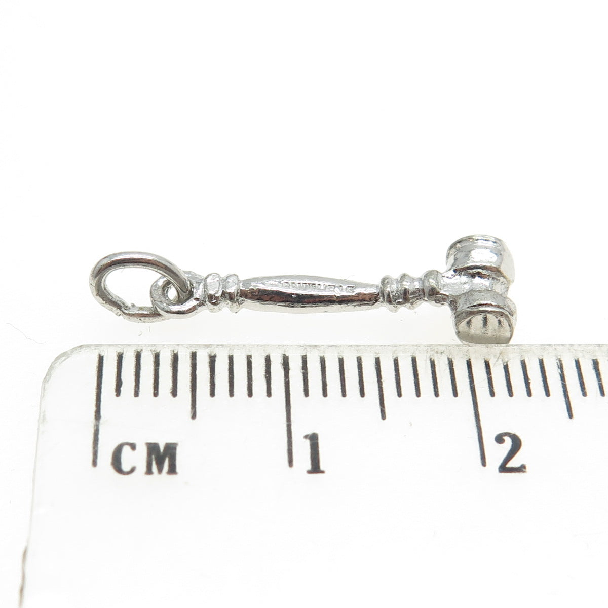 925 Sterling Silver Antique Art Deco Hammer 3D Charm Pendant