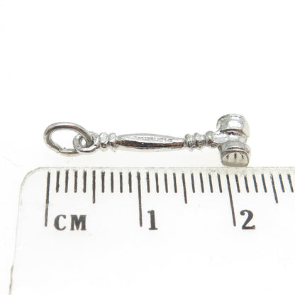 925 Sterling Silver Antique Art Deco Hammer 3D Charm Pendant