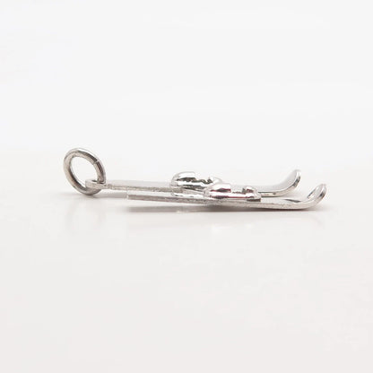 925 Sterling Silver Vintage Old Stock Skis Pendant