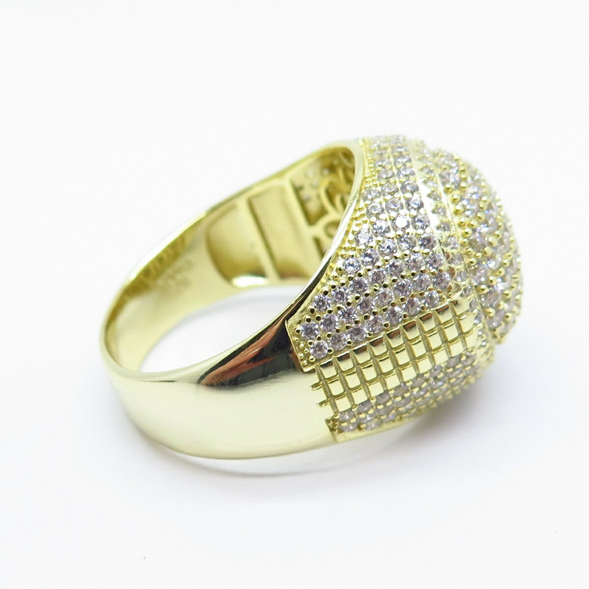 925 Sterling Silver Gold Plated C Z Domed Ring Size 12