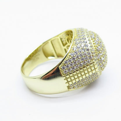 925 Sterling Silver Gold Plated C Z Domed Ring Size 12