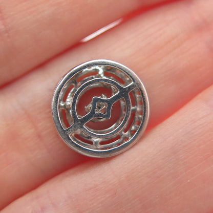 925 Sterling Silver Round-Cut Shaped C Z Sparkle Minimalist Slide Pendant