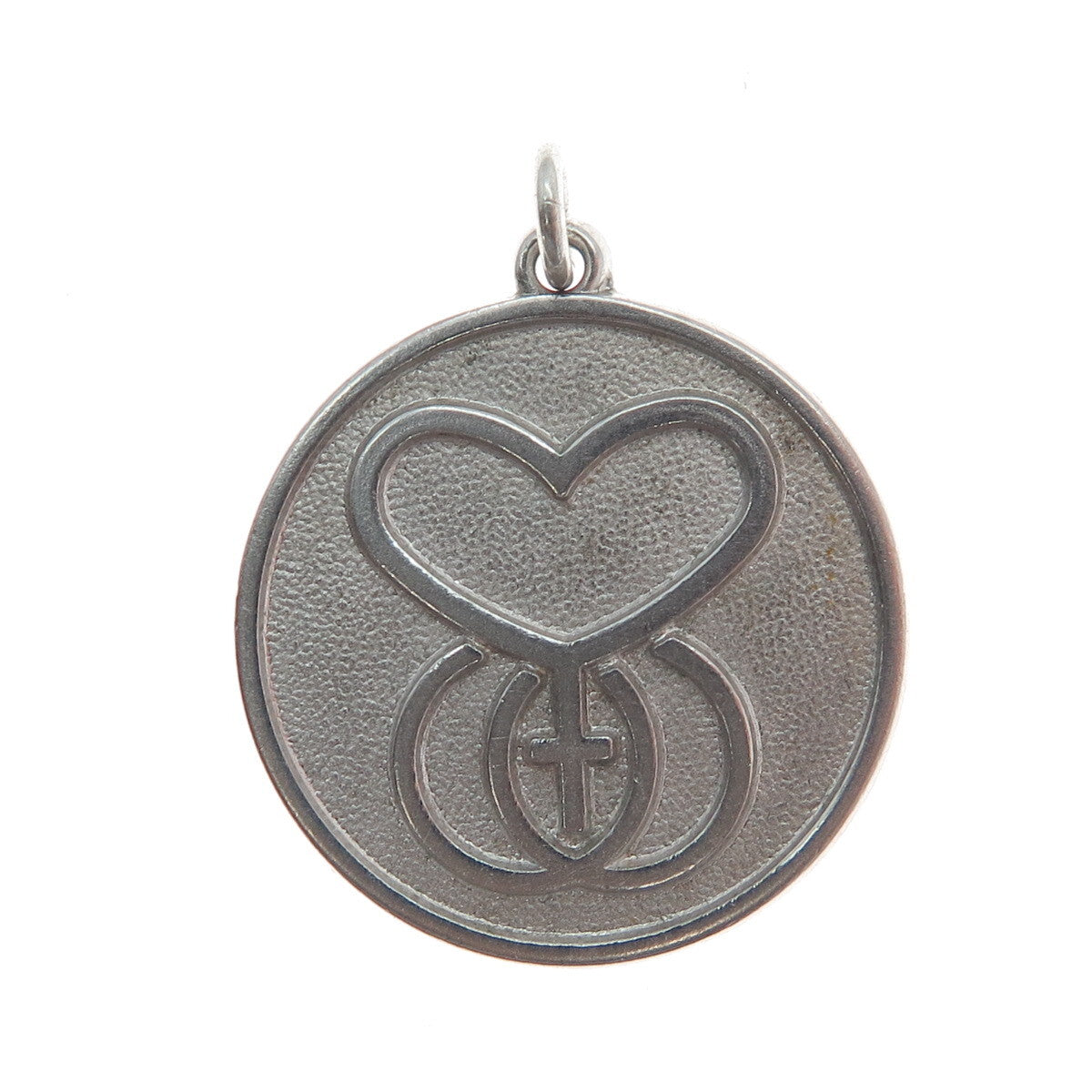 DIEGES & CLUST 925 Sterling Silver Vintage Heart & Cross Charm Pendant
