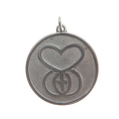 DIEGES & CLUST 925 Sterling Silver Vintage Heart & Cross Charm Pendant