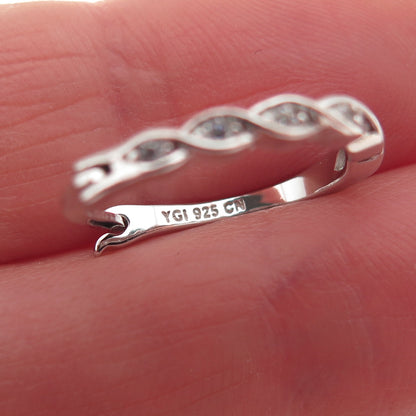 925 Sterling Silver Round-Cut C Z Hoop Earrings