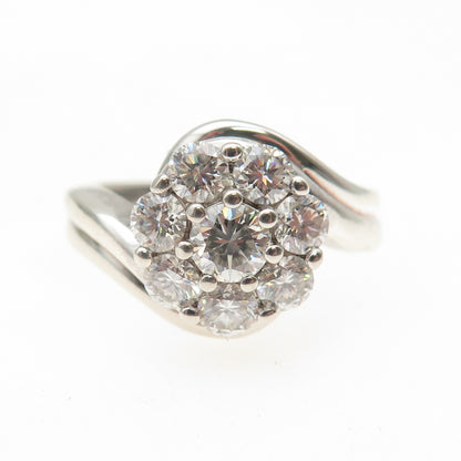 SAMARA SJD 925 Sterling Silver Real Round-Cut Moissanite Bypass Ring Size 7