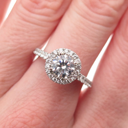 925 Sterling Silver Round-Cut C Z Engagement Ring Size 6.5