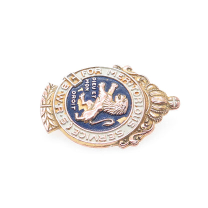 925 Sterling Gold Plated Antique WWII Enamel British War Relief Society Brooch