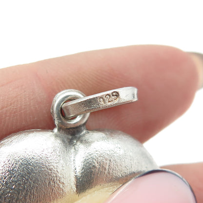 925 Sterling Silver Vintage Puffy Heart 3D Pendant