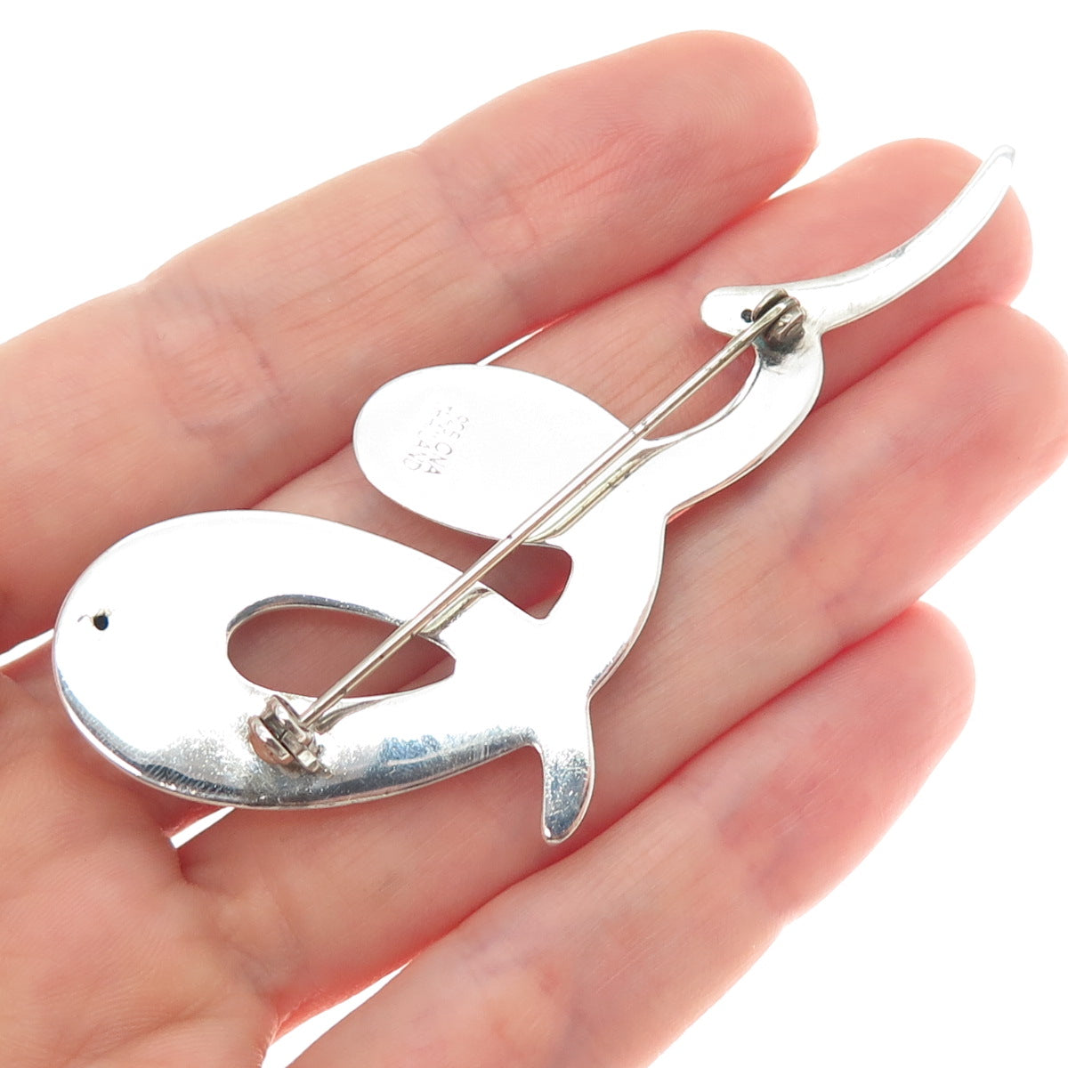 CNA PRANDA 925 Sterling Silver Vintage Modernist Twisted Pin Brooch