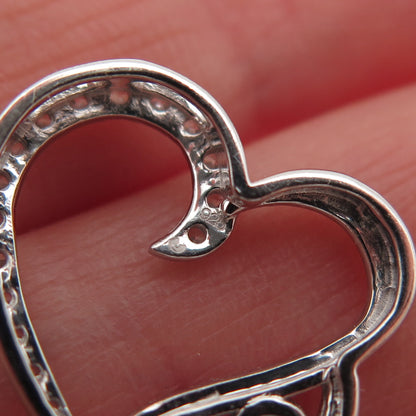 925 Sterling Silver Round-Cut Lab-Created Ruby & C Z Heart Mini Slide Pendant