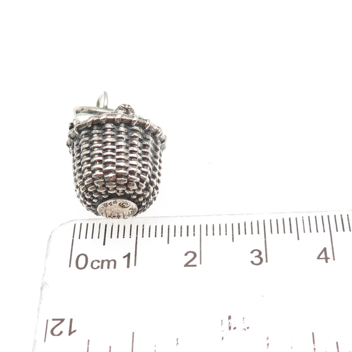 Brown County Baskets 925 Sterling Silver Vintage 2000 Dog Basket 3D Mini Pendant