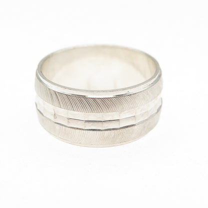 925 Sterling Silver Vintage Italy Textured Band Ring Size 8