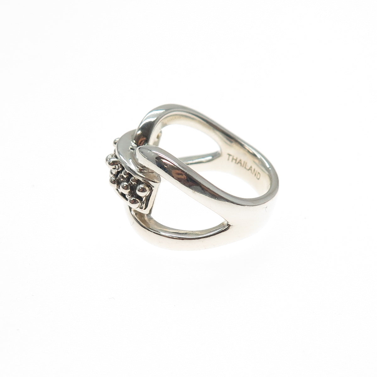 MICHAEL DAWKINS 925 Sterling Silver Modernist Beaded Ring Size 5.25