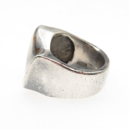 925 Sterling Silver Vintage Modernist Wavy Oxidized Ring Size 5.25