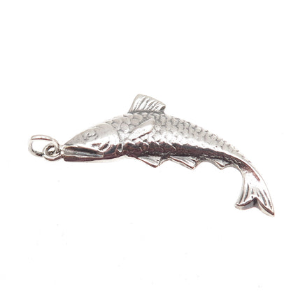 900 Silver Vintage Fish Oxidized Charm Pendant