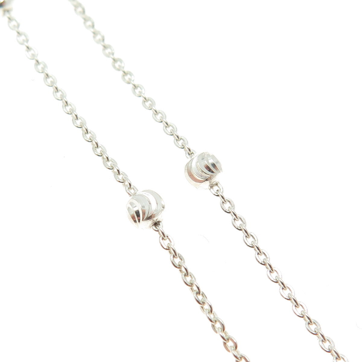 925 Sterling Silver Italy Diamond-Cut Ball Station Cable Chain Necklace 16"