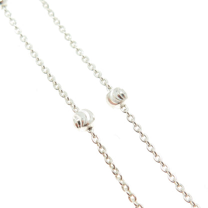 925 Sterling Silver Italy Diamond-Cut Ball Station Cable Chain Necklace 16"
