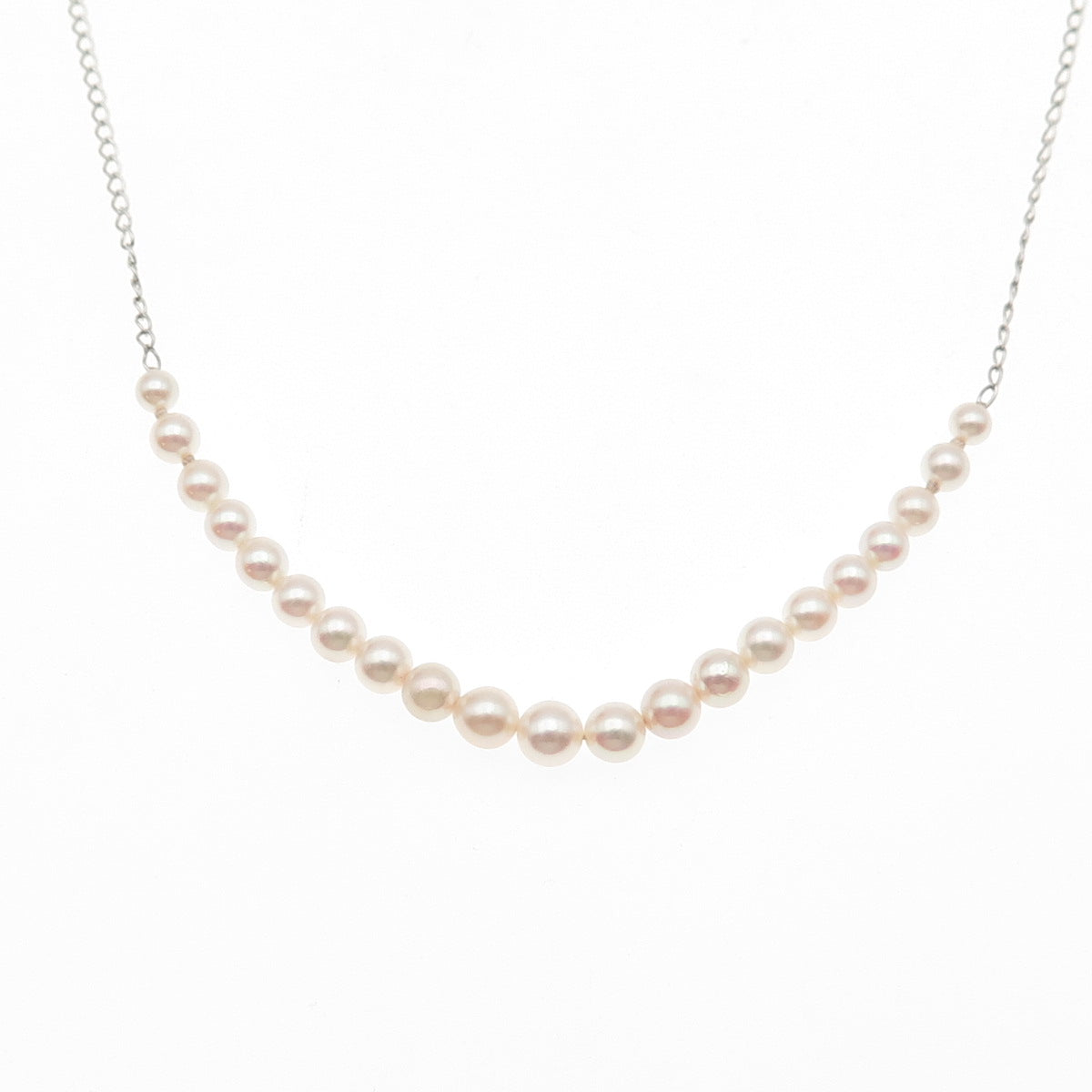 925 Sterling Silver Vintage Real Pearl Curb Chain Necklace 18"