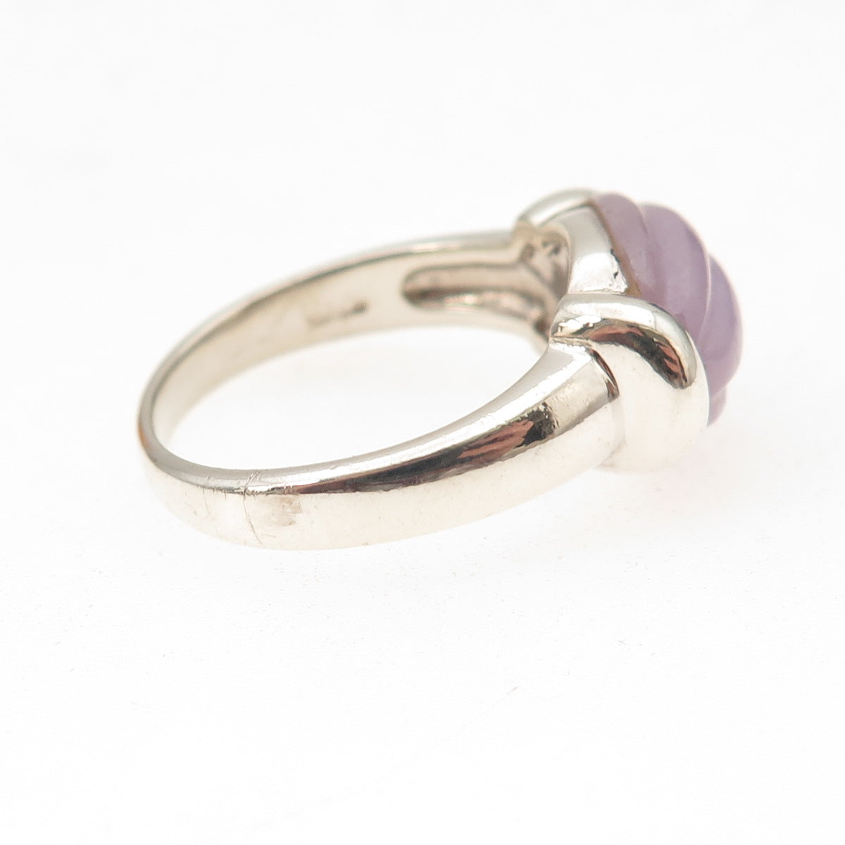 CNA Pranda 925 Sterling Silver Vintage Real Lavender Jade Modernist Ring Size 8