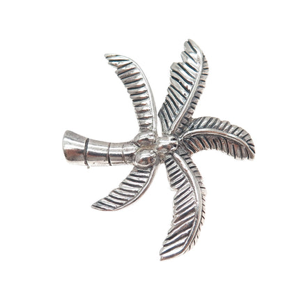 925 Sterling Silver Vintage Coconut Palm Tree Oxidized Pin Brooch
