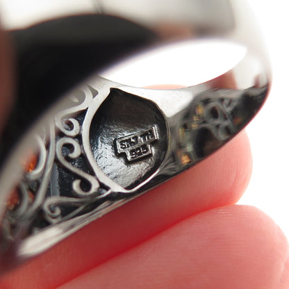 Sheridan Kennedy Sterling Black Rhodium Smoky Quartz & Sapphire Ring Size 10.25