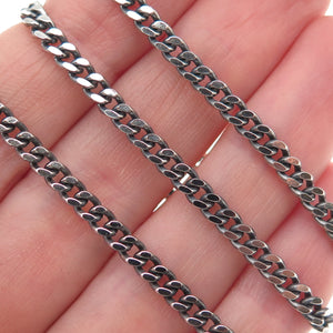 925 Sterling Silver Vintage Italy Oxidized Curb Chain Necklace 16"