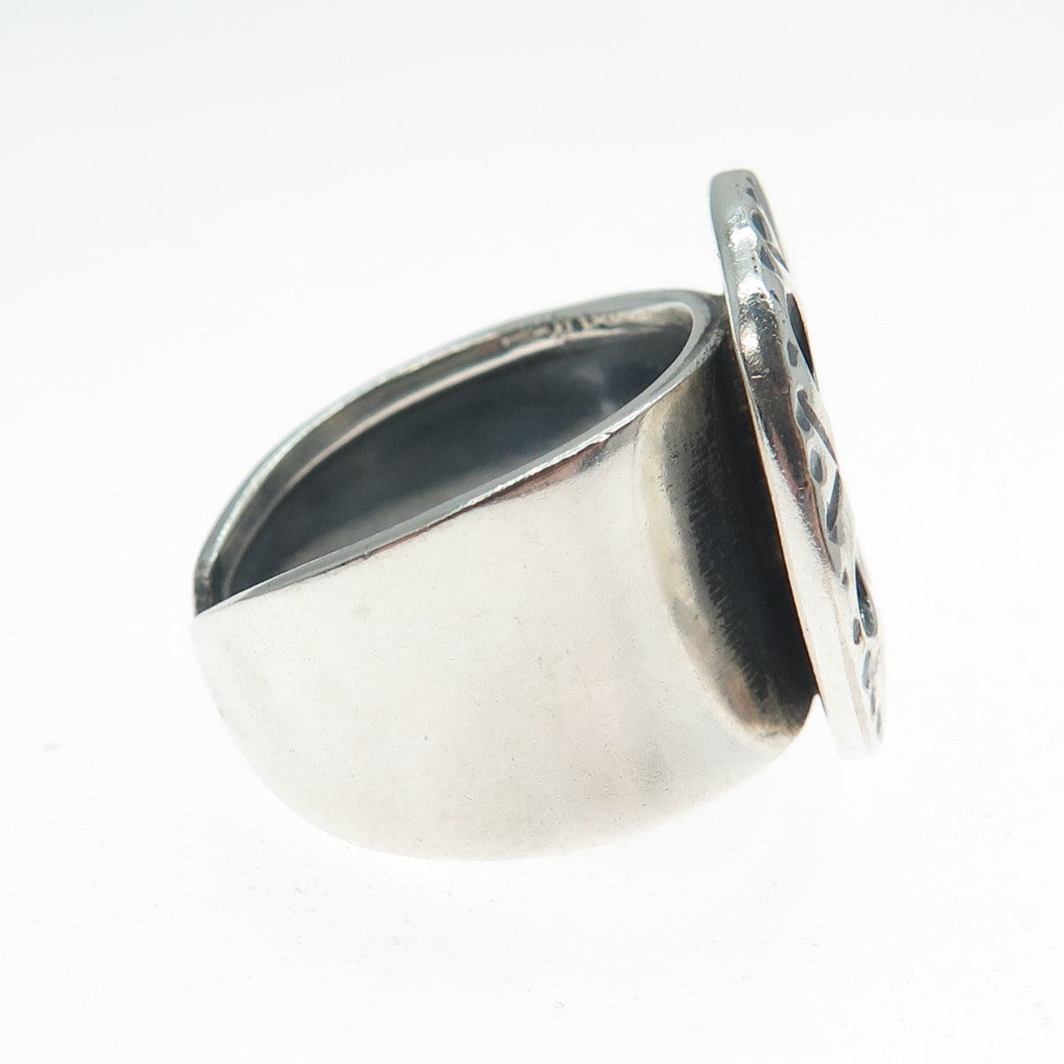 950 Silver Vintage Flower Oxidized Adjustable Ring Size 7