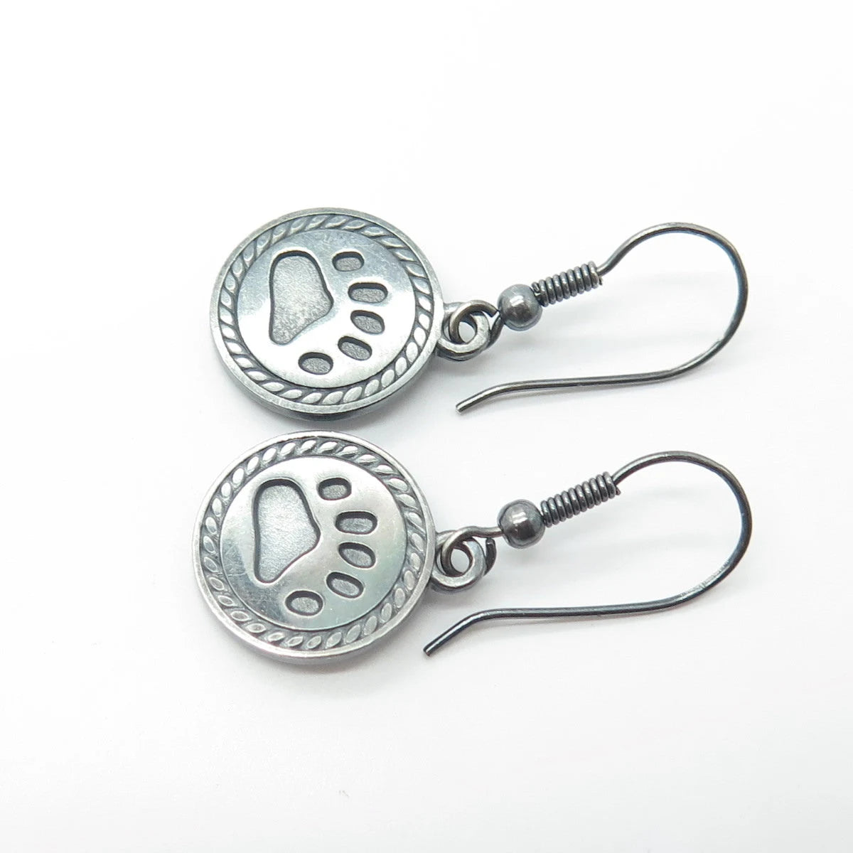 925 Sterling Silver Vintage Boyd's Bears Paw Dangling Drop Hook Earrings
